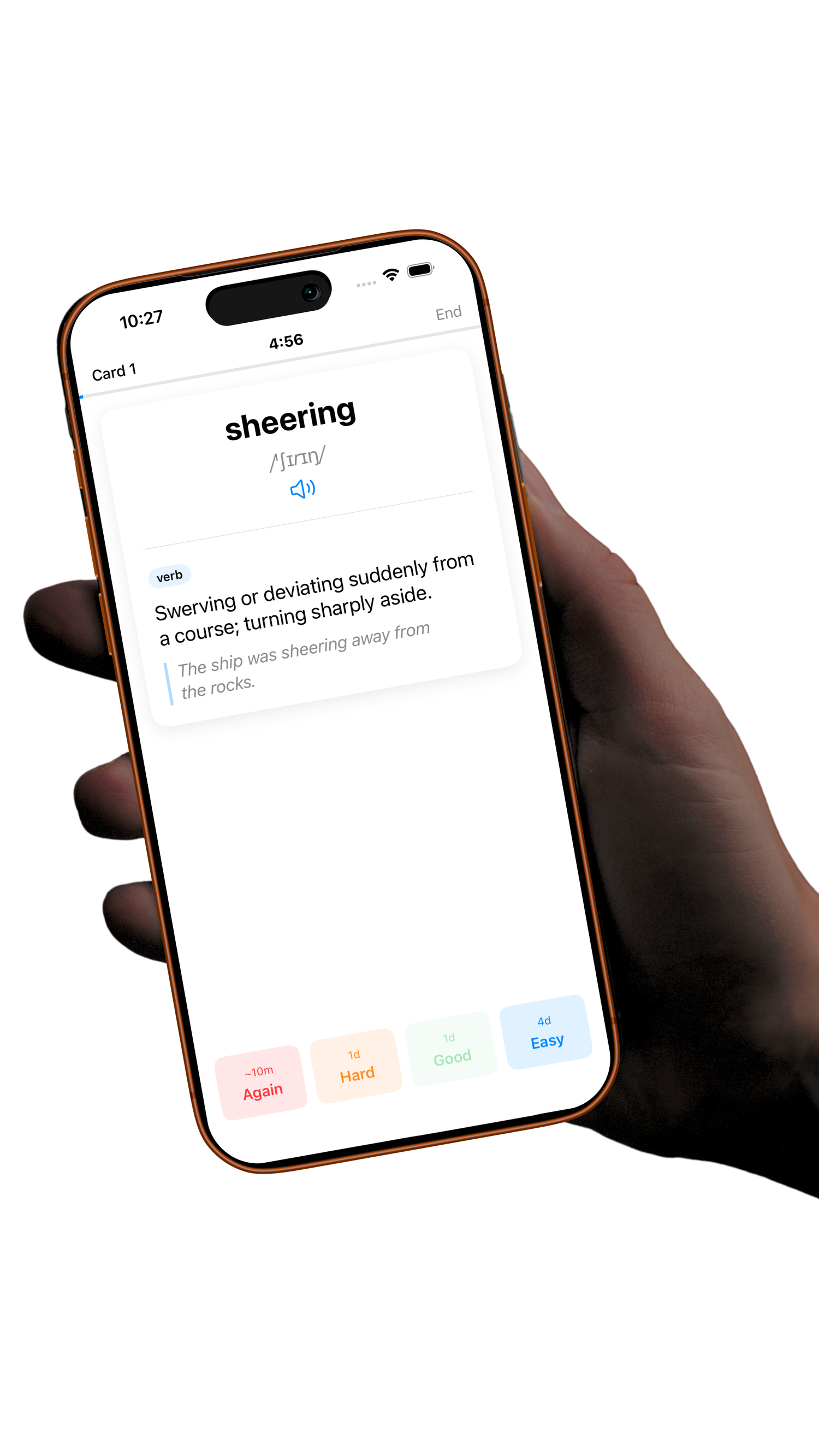Voca-Voca iOS app — Practice screen